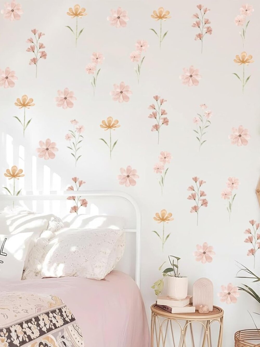 48 PCS Boho Flower Stickers Daisy Wall Decals for Girls' Rooms, Playrooms, and N